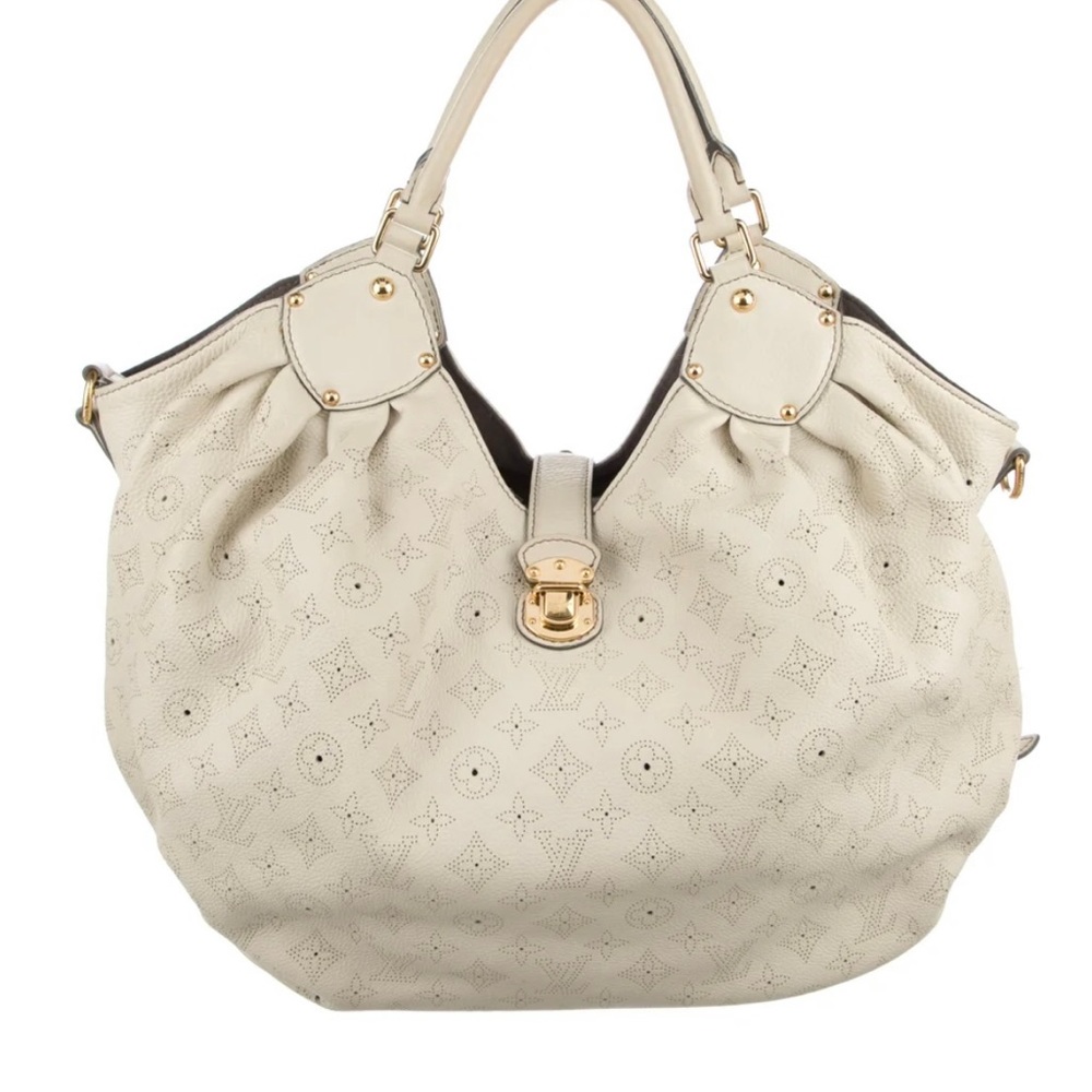 beige perforated mahina xl handbag